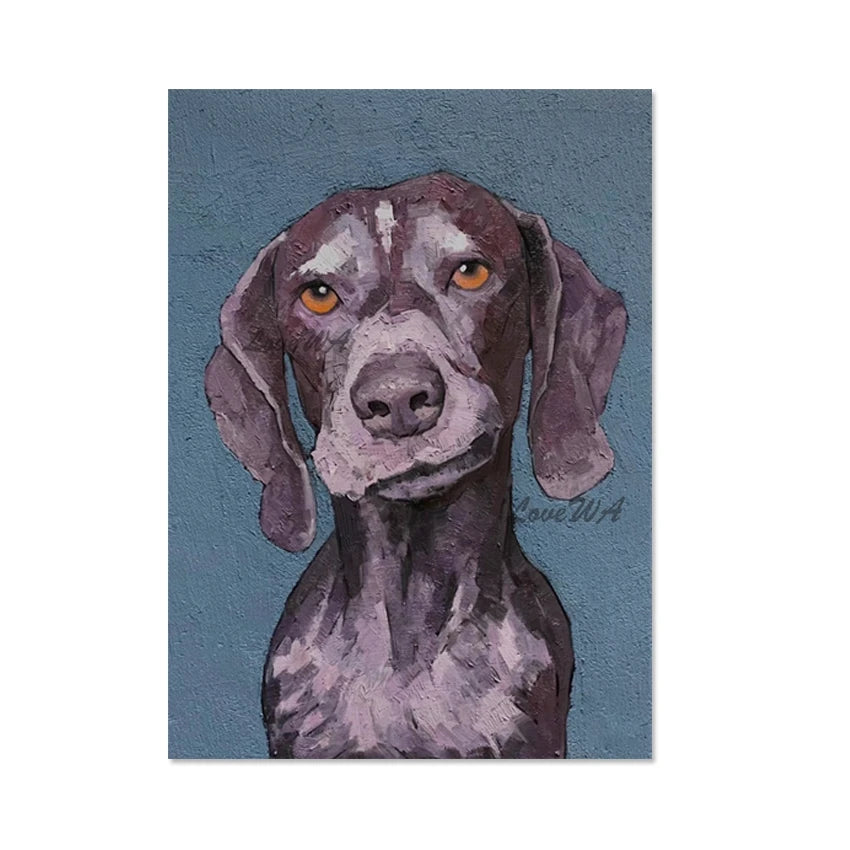 3d Dog Oil Paintings, Frameless, Canvas Animal Abstract Hand Drawing, Picture For Living Room, Acrylic Design Art Decoration